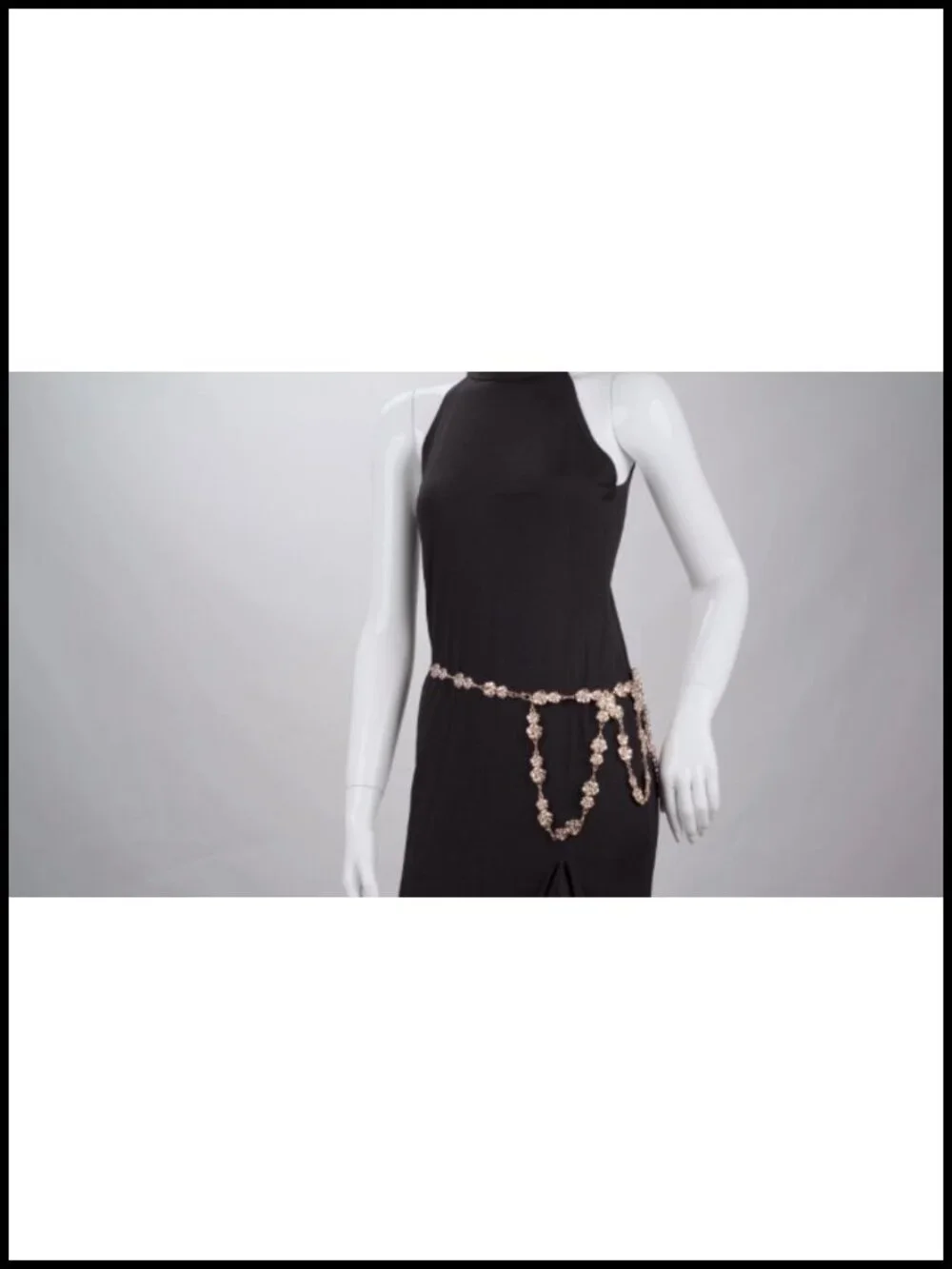 Plus Size 69 Inch Adjustable Chunky Chain Waist Belt Gold Metal